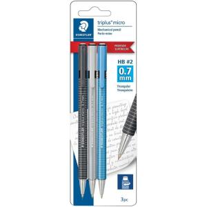 imageSTAEDTLER Triplus Micro Mechanical Pencils 07mm HB 2 Ergonomic 3Pack with TwistTop Eraser Drawing ampamp Drafting Tools BreakResistant Lead