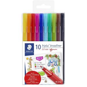 imageSTAEDTLER triangular broad liner triplus broadliner 08mm metalclad tip journaling and hand lettering pen set of 10 assorted colors 338 TB10A6