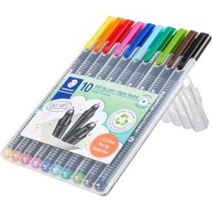 imageStaedtler Triplus Fineliner Porous Point Pen Stick ExtraFine 03 Mm Assorted Ink Colors Silver Barrel 10pack10 Count Pack of 1