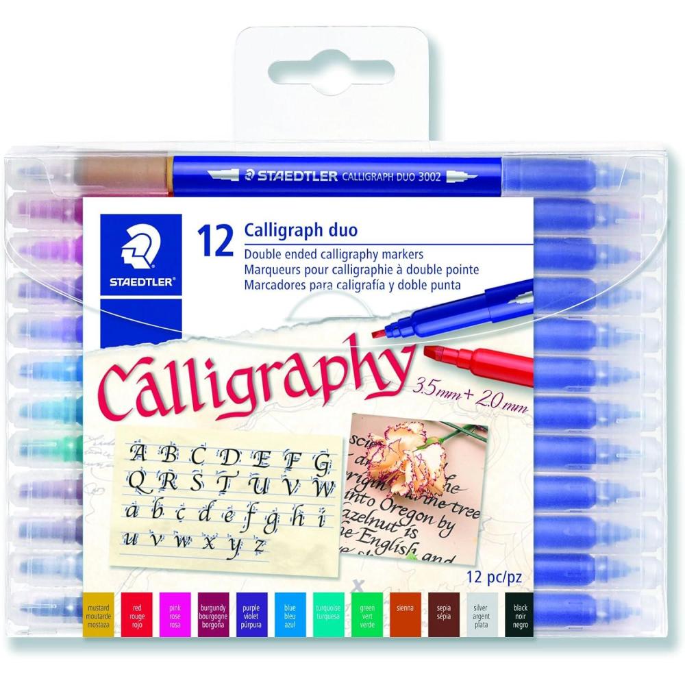 STAEDTLER double ended calligraphy markers, calligraph duo, for narrow ...
