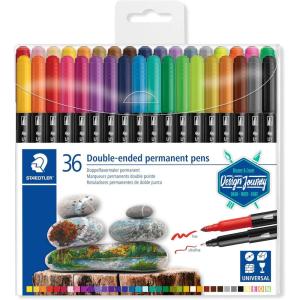 imageSTAEDTLER DoubleEnded Permanent Pens Ideal for marking and drawing on almost anything 36 Assorted Colors 3187 TB361 Count Pack of 36