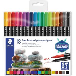 imageSTAEDTLER DoubleEnded Permanent Pens Ideal for marking and drawing on almost anything 36 Assorted Colors 3187 TB361 count Pack of 18