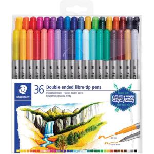 imageSTAEDTLER double ended fibertip markers for sketching drawing illustrations and coloring 72 vibrant colors washable 320TB72 LUassorted