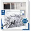 imageSTAEDTLER Mars Lumograph Art Set  Drawing Kit with Charcoal and Graphite Drawing Pencils Blending Stump Kneadable Eraser and Dual Hole Sharpener 61 100CCharcoal Set