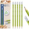 imageSTAEDTLER WOPEX PreSharpened 2 Pencils Pack of 10  Ergonomic Triangular Shape BreakResistant NonSlip Surface WoodPolymer PVCFree Eraser Tip10 Count