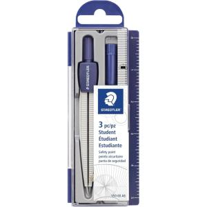 imageSTAEDTLER Advanced Student Compass 2 Piece Set  Metal Compass with QuickSet Center Wheel Universal Adapter ampamp Spare Lead Draws Circles up to 1025quot3 Piece Set Plastic Case