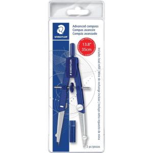 imageSTAEDTLER Advanced Student Compass 2 Piece Set  Metal Compass with QuickSet Center Wheel Universal Adapter ampamp Spare Lead Draws Circles up to 1025quot2 Piece Advanced Set Pouch