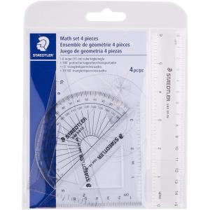 imageSTAEDTLER Math Set  4 pc Geometry Kit for Students  School Supplies with Clear Protractor 6in Ruler ampamp 2 Triangles  Metric ampamp Imperial Scales