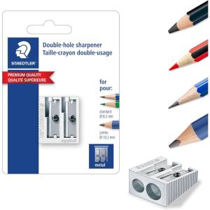 imageSTAEDTLER Metal DoubleHole Pencil Sharpener  Precision 23 ampamp 30 Angles for Standard ampamp Colored Pencils  3Point Blade Design for Sharp Lines