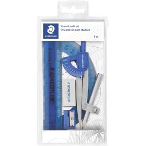 imageSTAEDTLER School Kit Math Geometry Set  10Piece Compass Protractor ampamp Ruler Kit with Flip Open Storage Box  Clear Measuring Tools  Student Drawing Supplies6 Piece Set Pouch