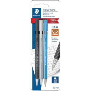 imageSTAEDTLER Triplus Micro Mechanical Pencils 2 05mm lead Retractable with Twist Eraser Ergonomic Triangular Grip for Writing Drawing ampamp Drafting 3Pack
