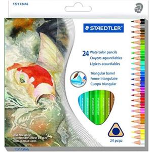 imageSTAEDTLER Presharpened Watercolor Pencils Ergonomic Art Set Box of 12 Triangular Colored Pencils24 Count Pack of 1