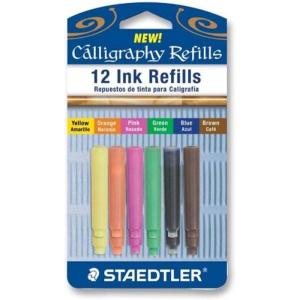 imageStaedtler Caligraphy Pen Refill Cartridges 12 Assorted Colors 899RASBK12