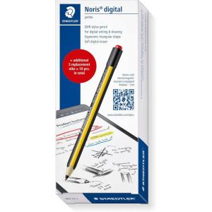 imageSTAEDTLER Noris Digital Jumbo 180J 22 EMR Stylus Set 1 Stylus with Digital Eraser for Digital Writing Drawing and Erasing on EMR Touch Screens  5 Additional Replacement Tips 180J 221XSet of replacement tips