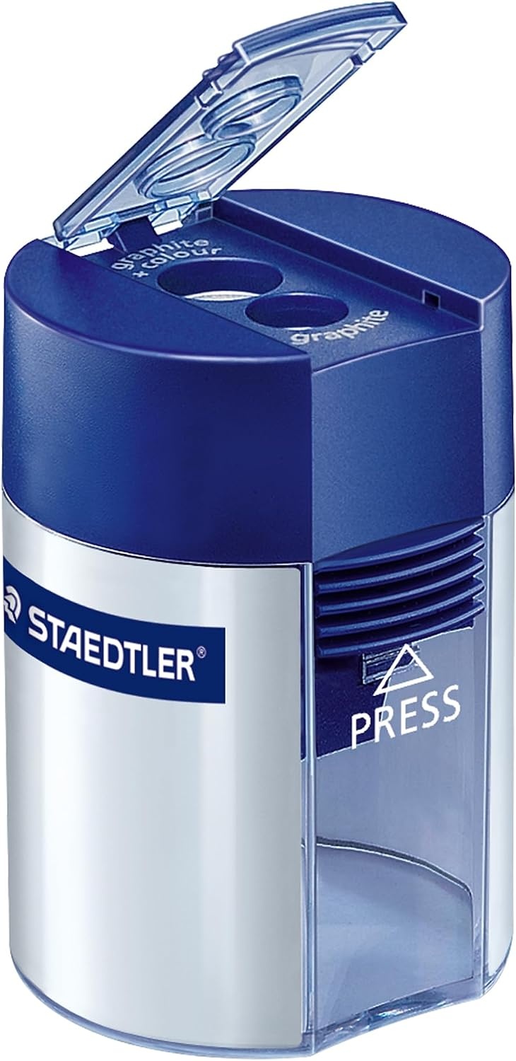image:imageSTAEDTLER DoubleHole Tub Pencil Sharpener 6 Pack  Dual Size Manual Sharpener for Standard Graphite amp Colored Pencils Compact Design1