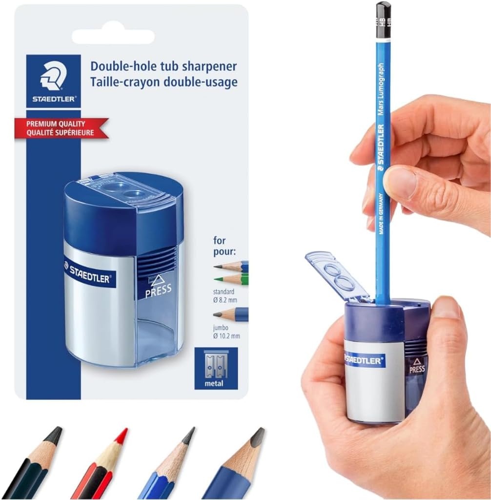 image:imageSTAEDTLER DoubleHole Tub Pencil Sharpener 6 Pack  Dual Size Manual Sharpener for Standard Graphite amp Colored Pencils Compact Design18