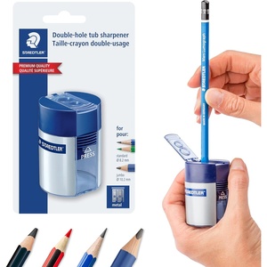 image:imageSTAEDTLER DoubleHole Tub Pencil Sharpener 6 Pack  Dual Size Manual Sharpener for Standard Graphite amp Colored Pencils Compact Design1