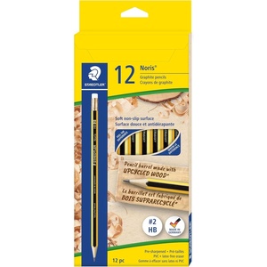 image:imageSTAEDTLER Noris PreSharpened 2 HB Pencils 12 Count Upcycled Wood BreakResistant Hexagonal PVC amp LatexFree Erasers School Supplies for Writing and Drawing EcoFriendly for Office and Home